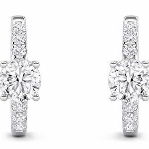 Fire Light 1.50 cttw Diamond Huggie Hoop Earrings, 925 Sterling Silver